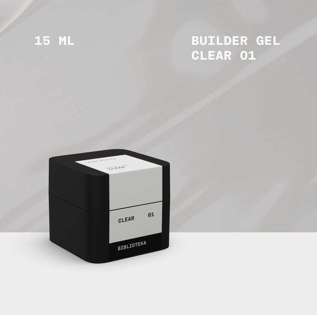 BIBLIOTEKA Builder Gel № 01 Clear – Clear gel for nail extensions, 15 ml