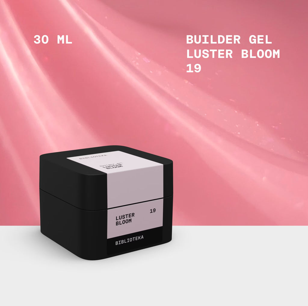 BIBLIOTEKA Builder Gel Nº 19 Bloom LUSTER – Rosa con shimmer
