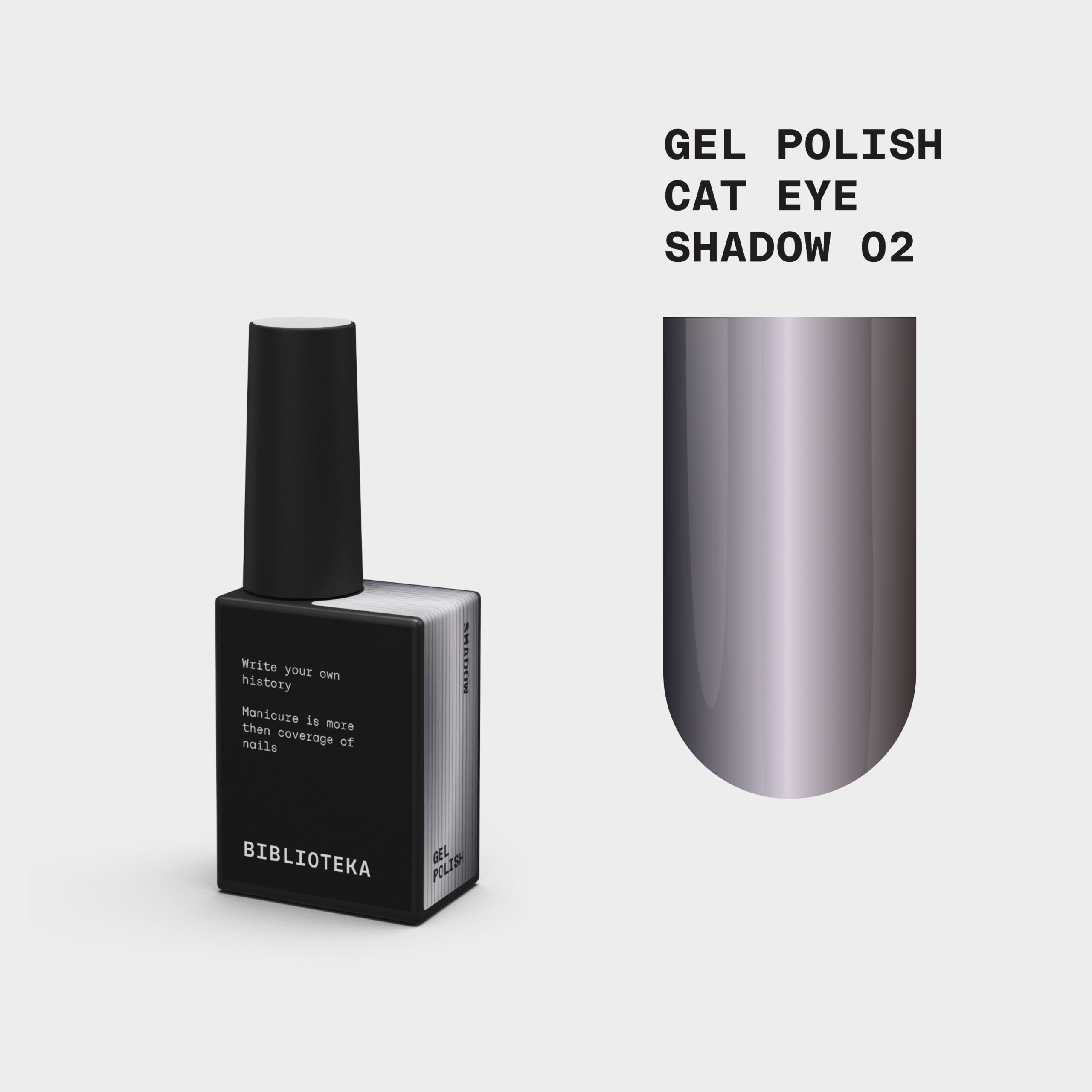 BIBLIOTEKA Esmalte Cat Eye Nº 02 Shadow — Gris oscuro, 10 ml