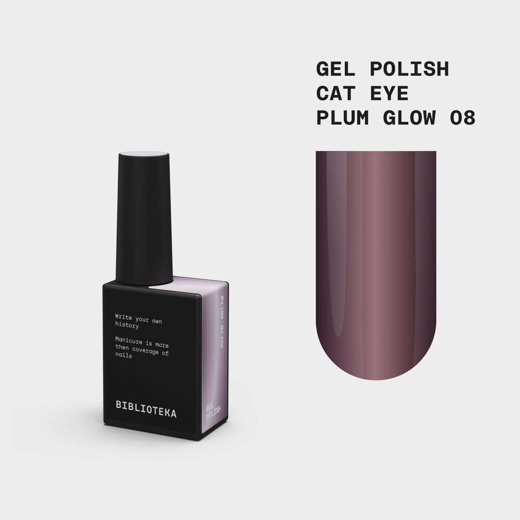 BIBLIOTEKA Esmalte Cat Eye Nº 08 Plum Glow — Brillo ciruela, 10 ml