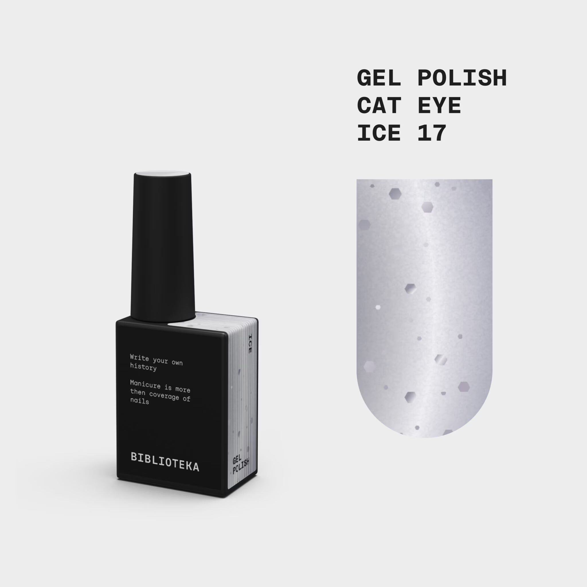 BIBLIOTEKA Esmalte semipermanente efecto ojo de gato Nº 17 Ice – blanco frío, 10 ml
