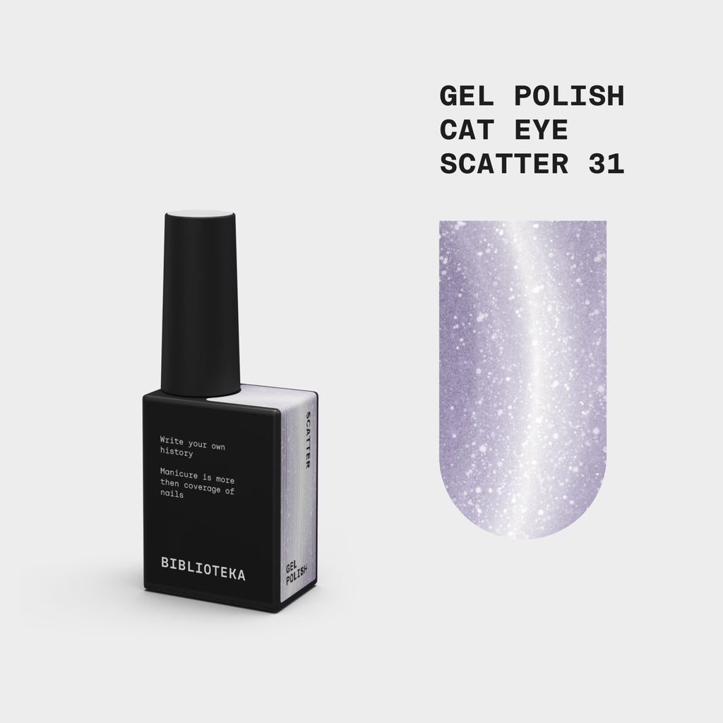 BIBLIOTEKA Esmalte semipermanente efecto ojo de gato Nº 31 Scatter – lila claro, 10 ml