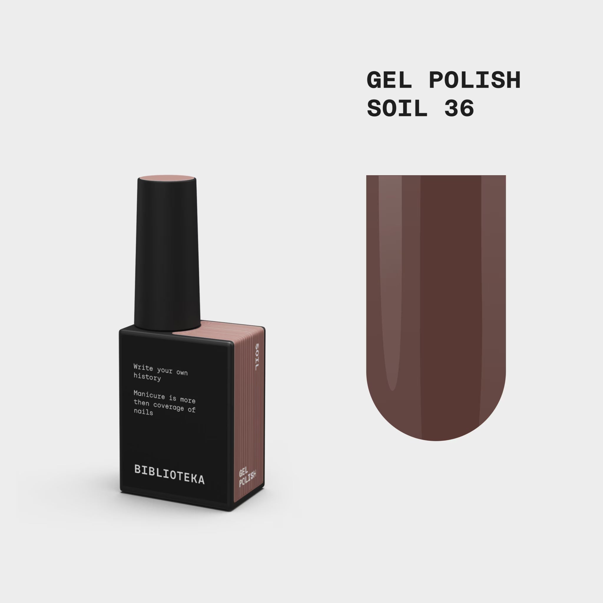 BIBLIOTEKA Esmalte Nº 36 Soil — Tono tierra profundo, 10 ml