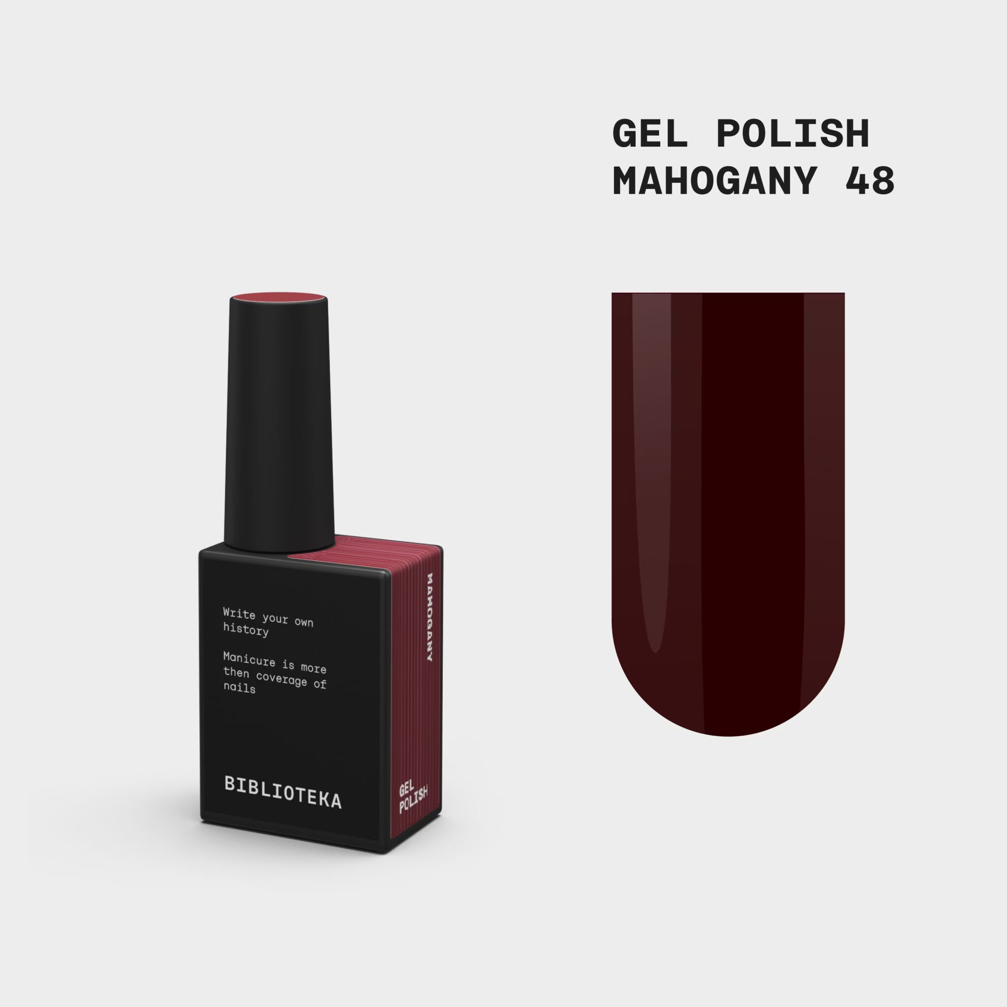 BIBLIOTEKA Esmalte Nº 48 Mahogany – Rojo marrón oscuro, 10 ml