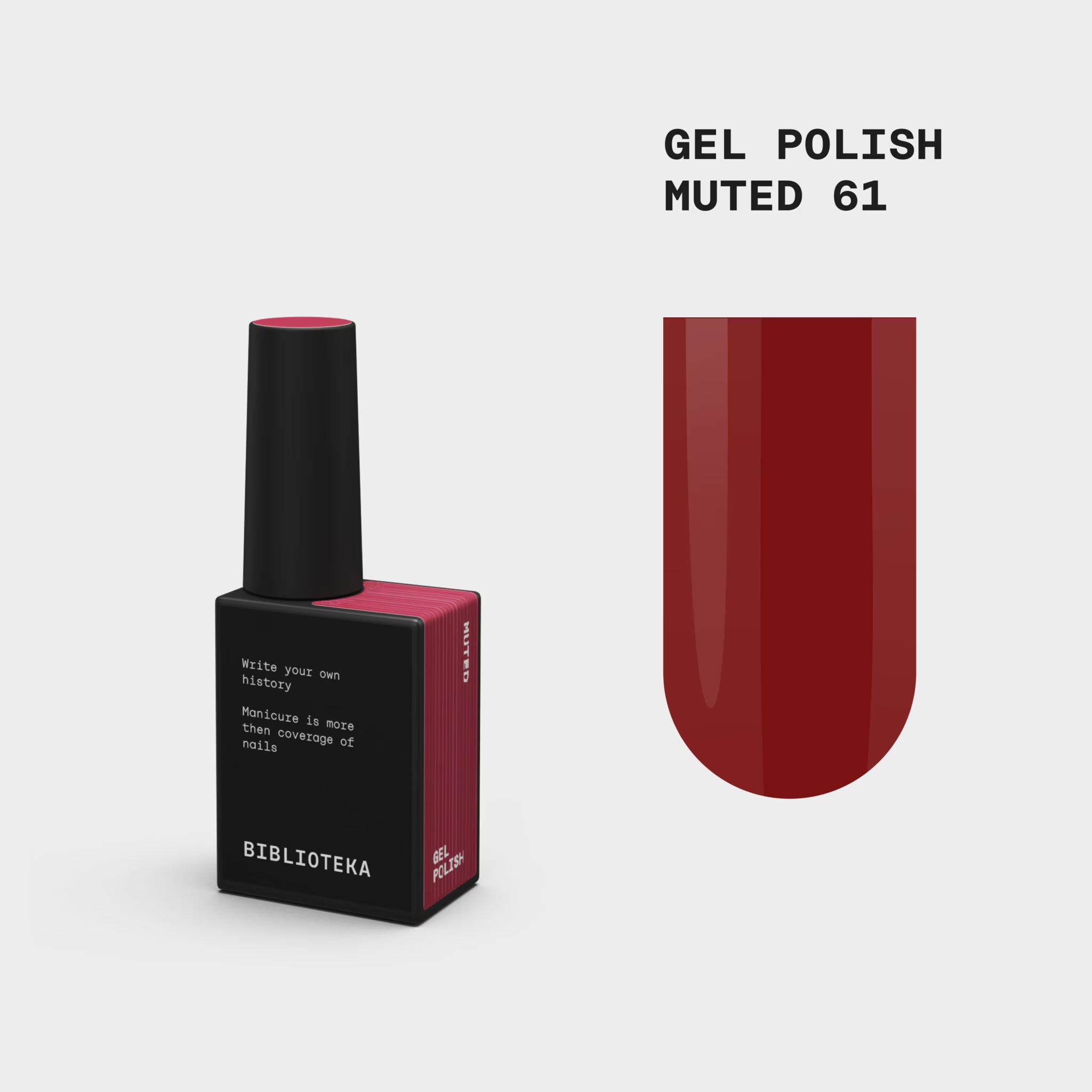 BIBLIOTEKA Esmalte Semipermanente Nº61 Muted – burdeos con subtono cálido, 10 ml