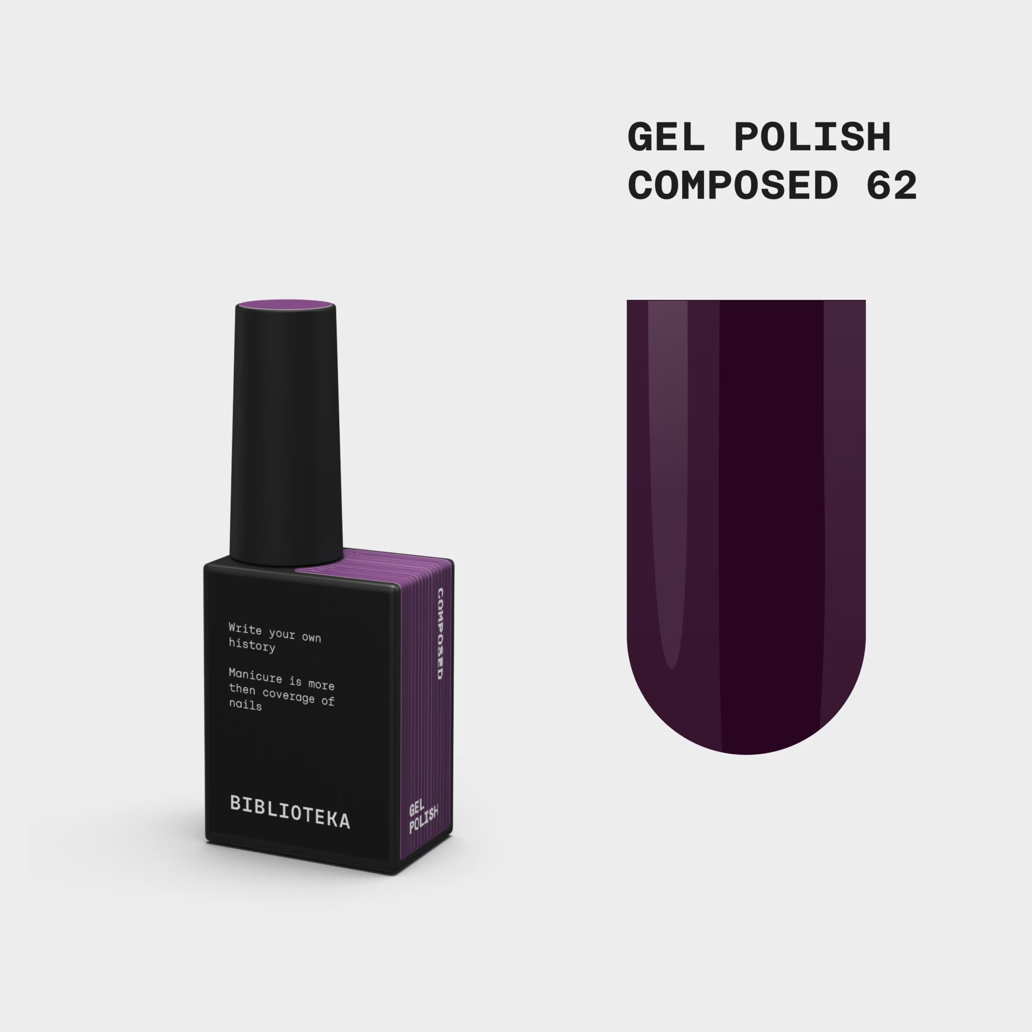 BIBLIOTEKA Esmalte Semipermanente Nº62 Composed – violeta profundo, 10 ml