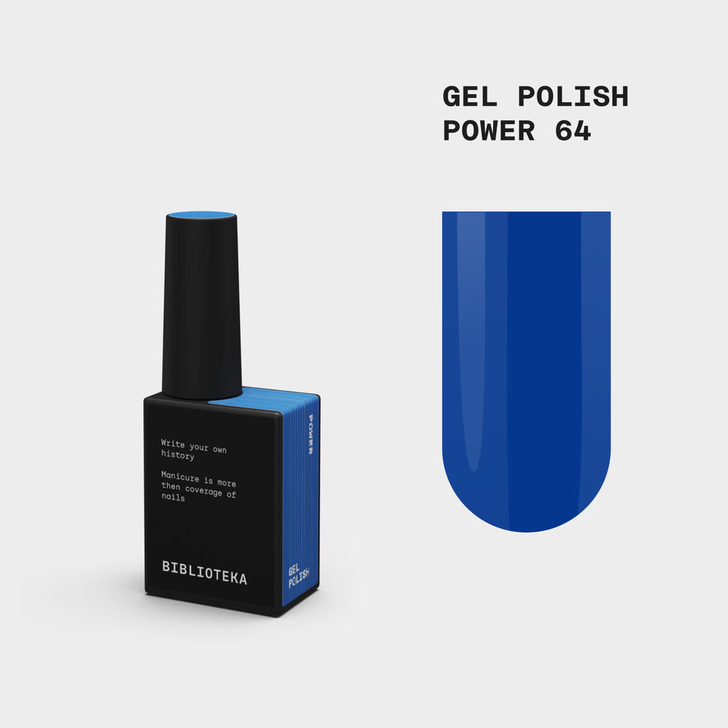 BIBLIOTEKA Gel Polish Nº 64 Power — azul eléctrico, 10 ml.