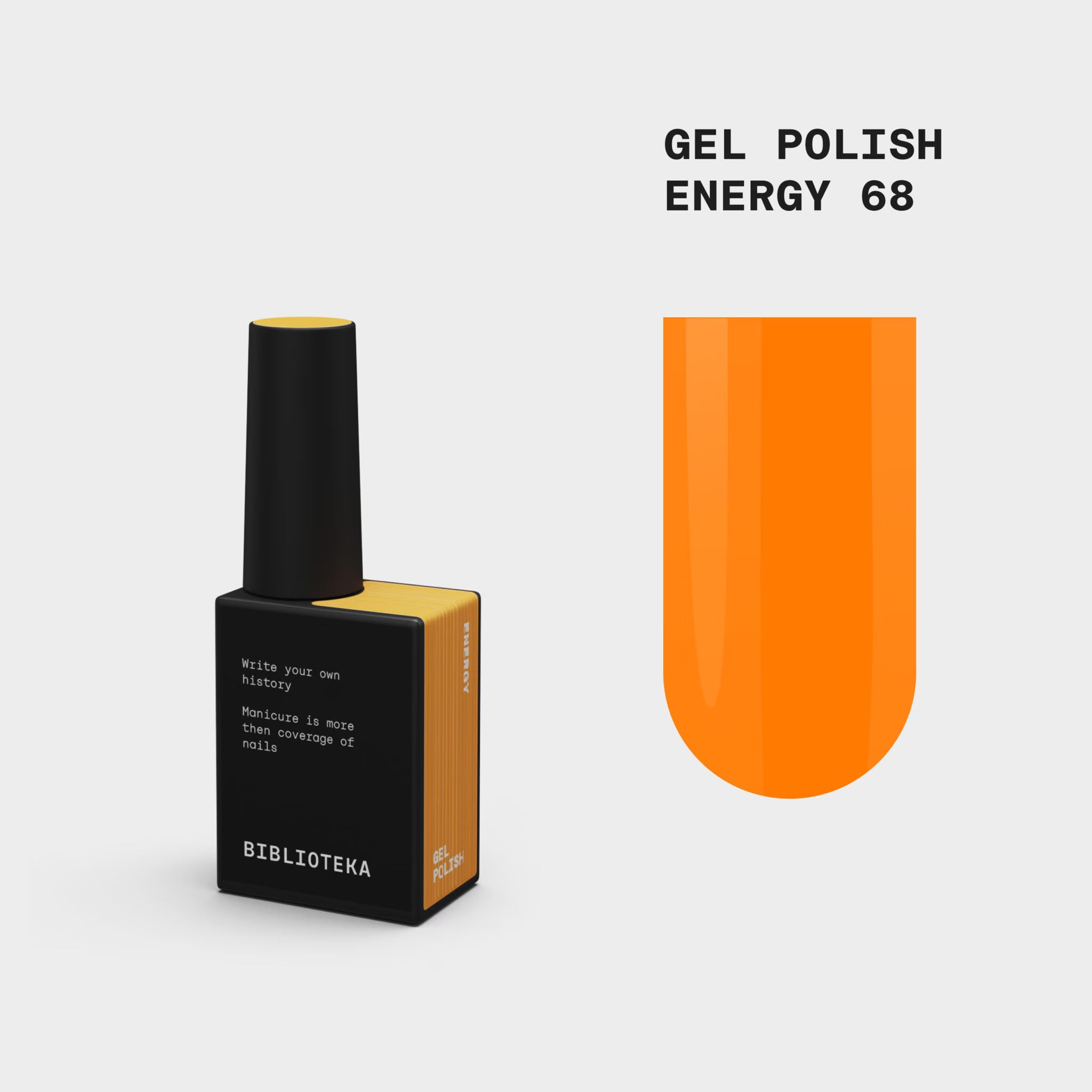 BIBLIOTEKA Esmalte Semipermanente Nº 68 Energy — naranja cálido, 10 ml.

