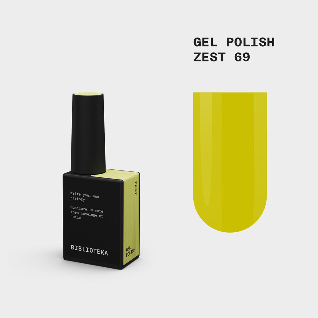 BIBLIOTEKA Esmalte Semipermanente Nº 69 Zest — amarillo neón suave, 10 ml.