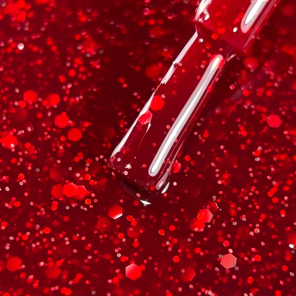 BIBLIOTEKA Gel Polish Ruby Red — Red Glitter, 10 ml