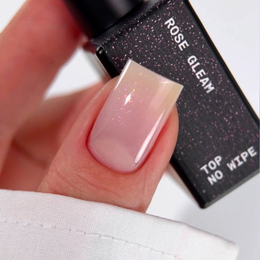 BIBLIOTEKA TOP COAT SIN CAPA PEGAJOSA CON FILTRO UV “ROSE GLEAM”, 10 ML