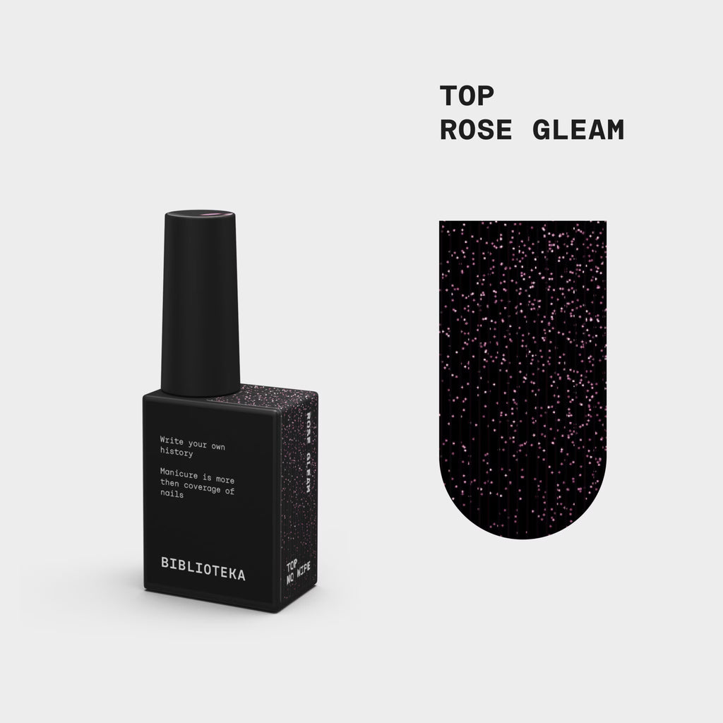 BIBLIOTEKA TOP COAT SIN CAPA PEGAJOSA CON FILTRO UV “ROSE GLEAM”, 10 ML
