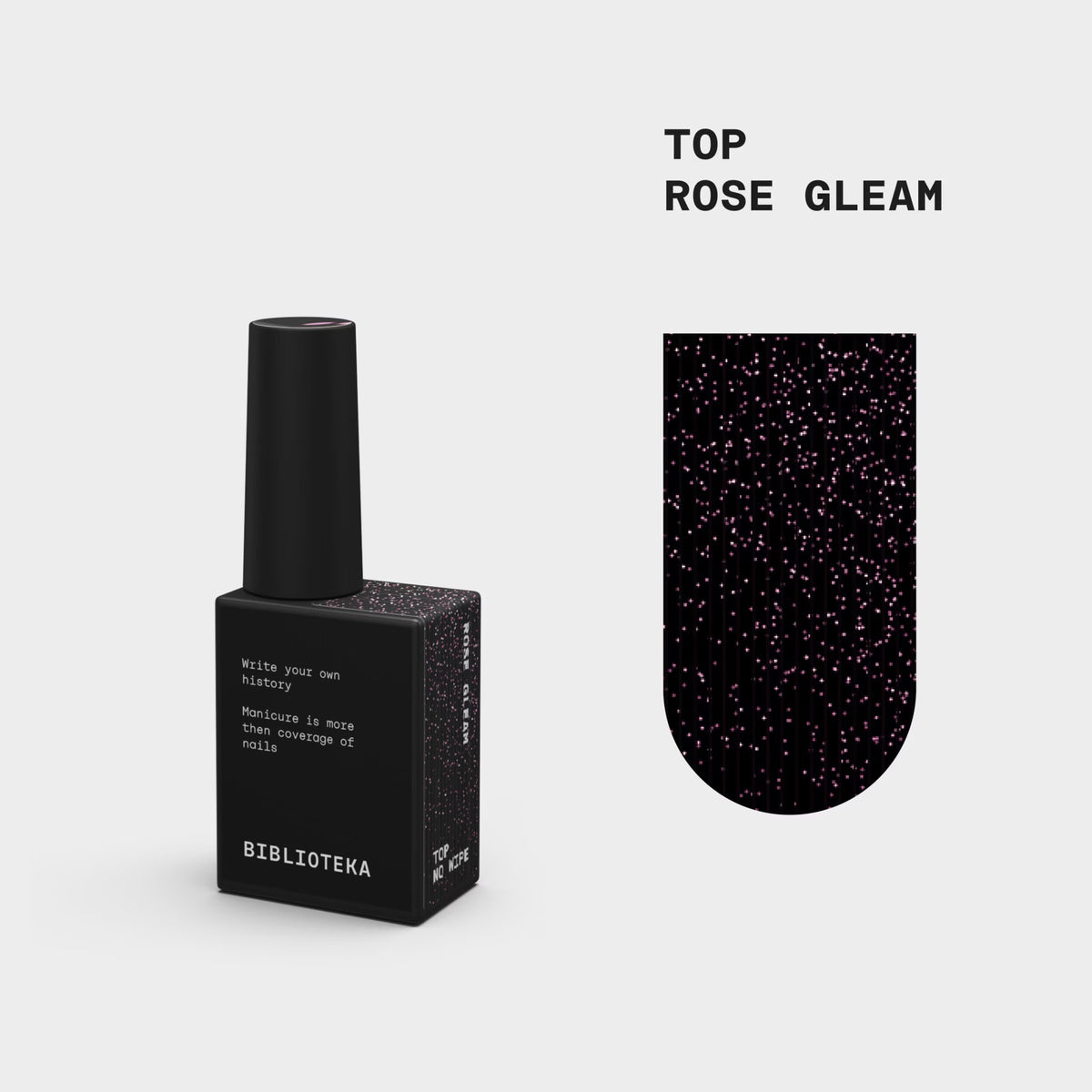 BIBLIOTEKA TOP COAT SIN CAPA PEGAJOSA CON FILTRO UV “ROSE GLEAM”, 10 ML